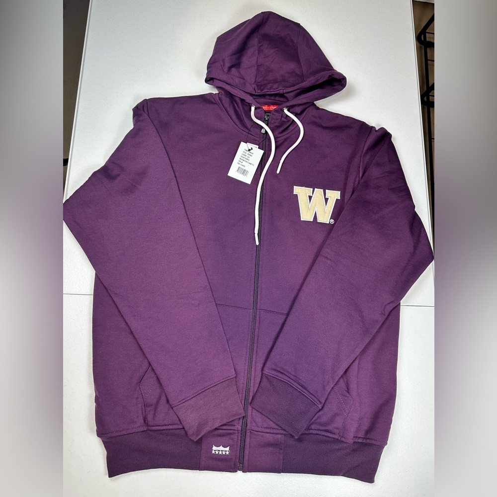 Franchise Club Washington Huskies Purple Fleece Full Zip Hoodie Mens Size M Logo